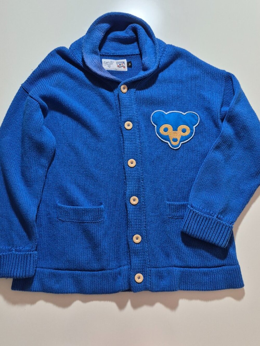Ebbets Field Flannels Chicago Cubs Sweater XL Men’s 1962 Shawl Collar Heavy Knit
